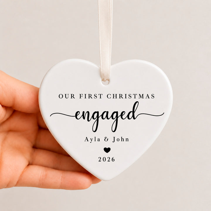 Personalised Our First Christmas Engaged Bauble
