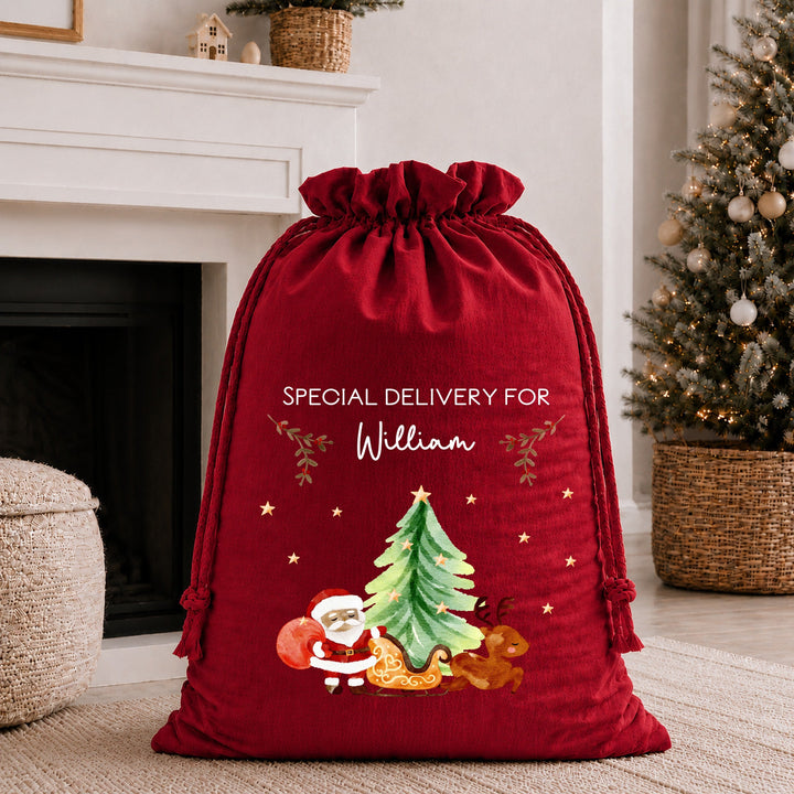 Personalised Santa Sleigh Special Delivery Santa Sack or Stocking