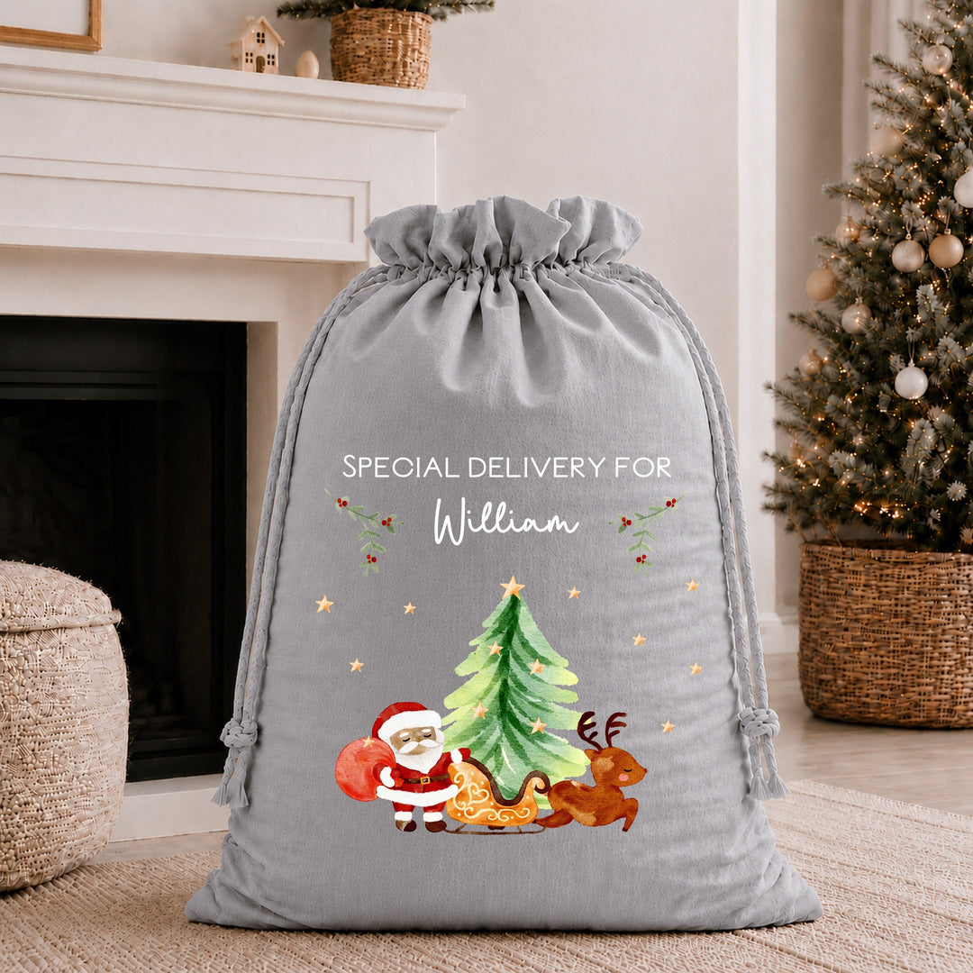 Personalised Santa Sleigh Special Delivery Santa Sack or Stocking