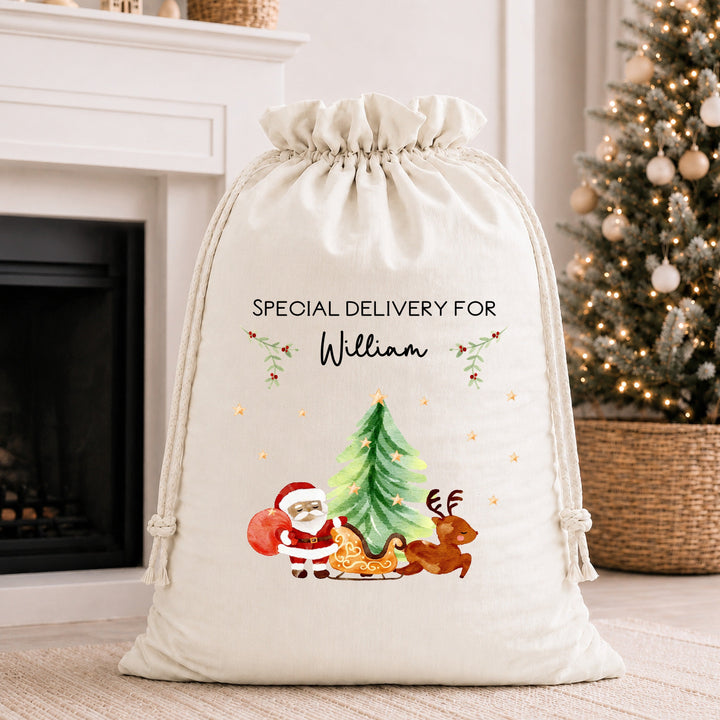 Personalised Santa Sleigh Special Delivery Santa Sack or Stocking