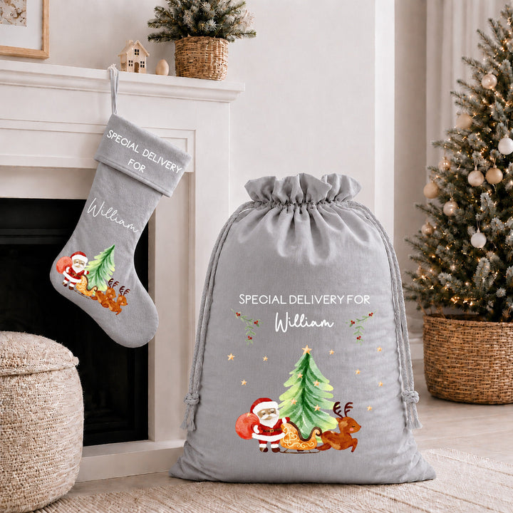 Personalised Santa Sleigh Special Delivery Santa Sack or Stocking
