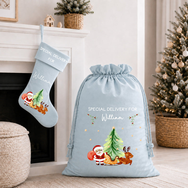 Personalised Santa Sleigh Special Delivery Santa Sack or Stocking