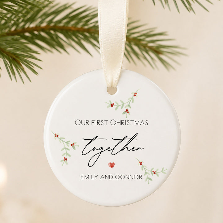 Personalised Our First Christmas Together Ceramic Christmas Bauble
