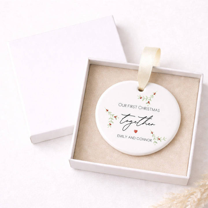 Personalised Our First Christmas Together Ceramic Christmas Bauble