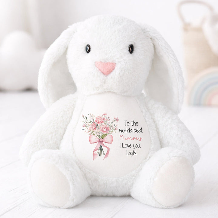 Personalised Pink Bouquet Worlds Best Nanny or Mummy Rabbit