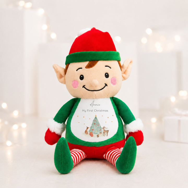Personalised Woodland Scene Christmas Soft Toy