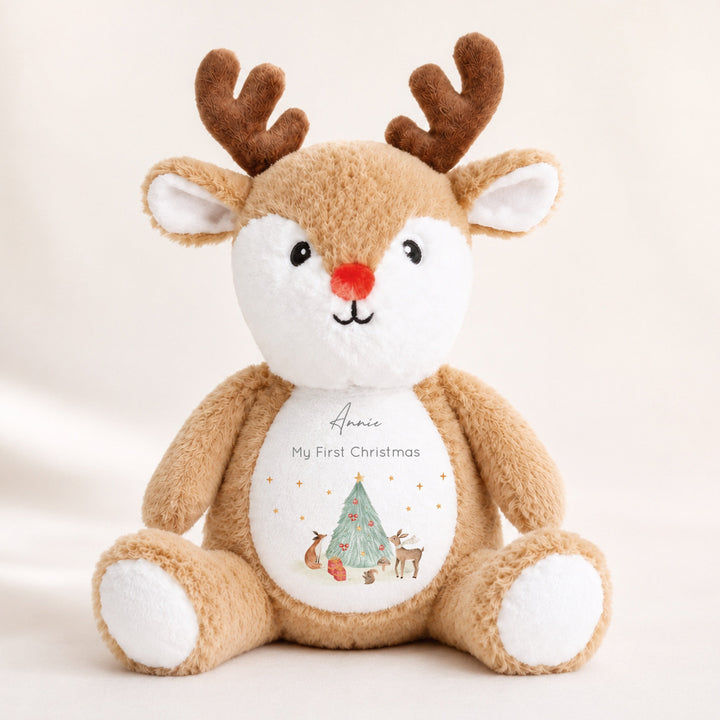 Personalised Woodland Scene Christmas Soft Toy