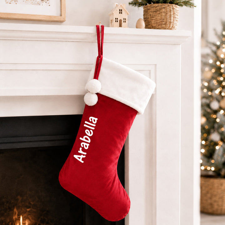 Personalised Fur Trim Christmas Name Stocking or Santa Sack