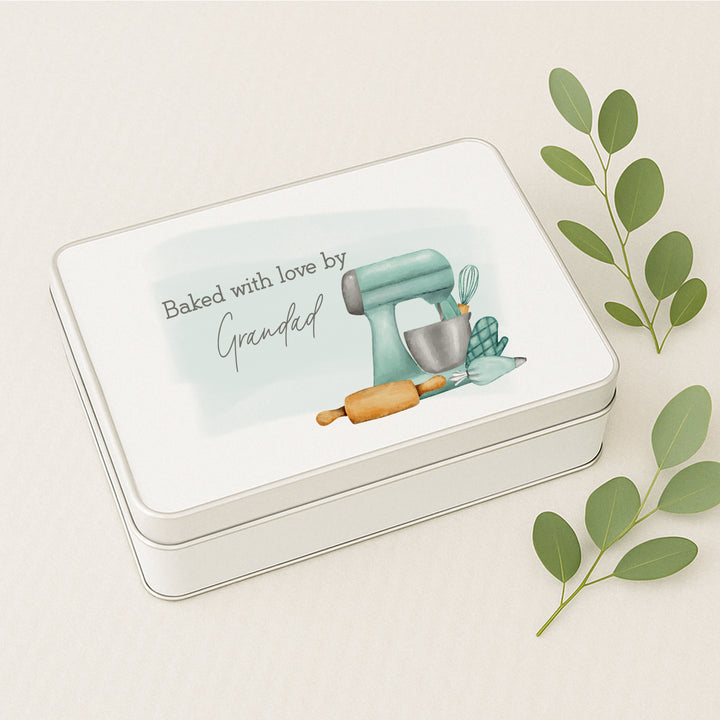 Personalised Baked With Love By Grandad Gift Tin