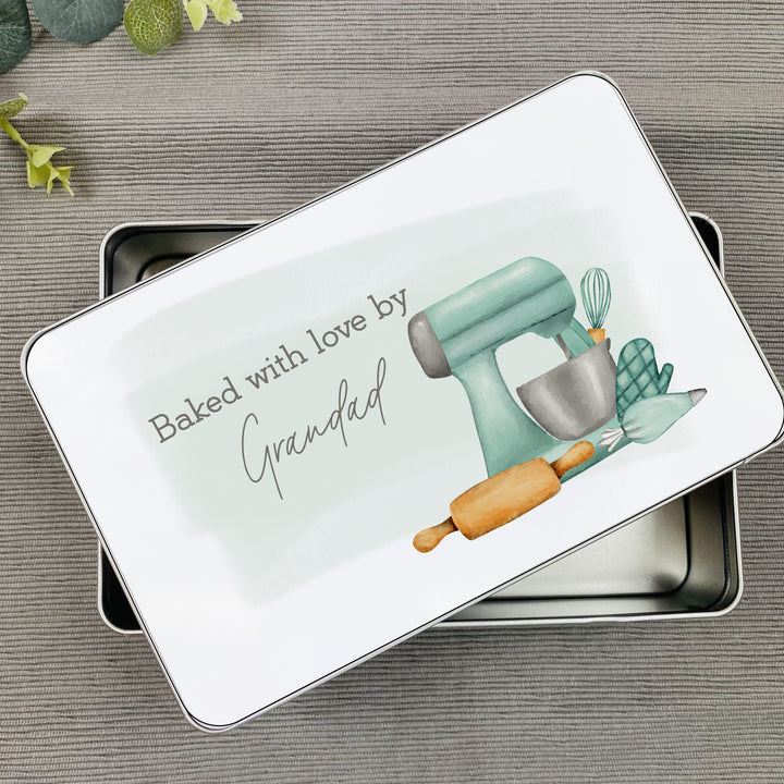 Personalised Baked With Love By Grandad Gift Tin