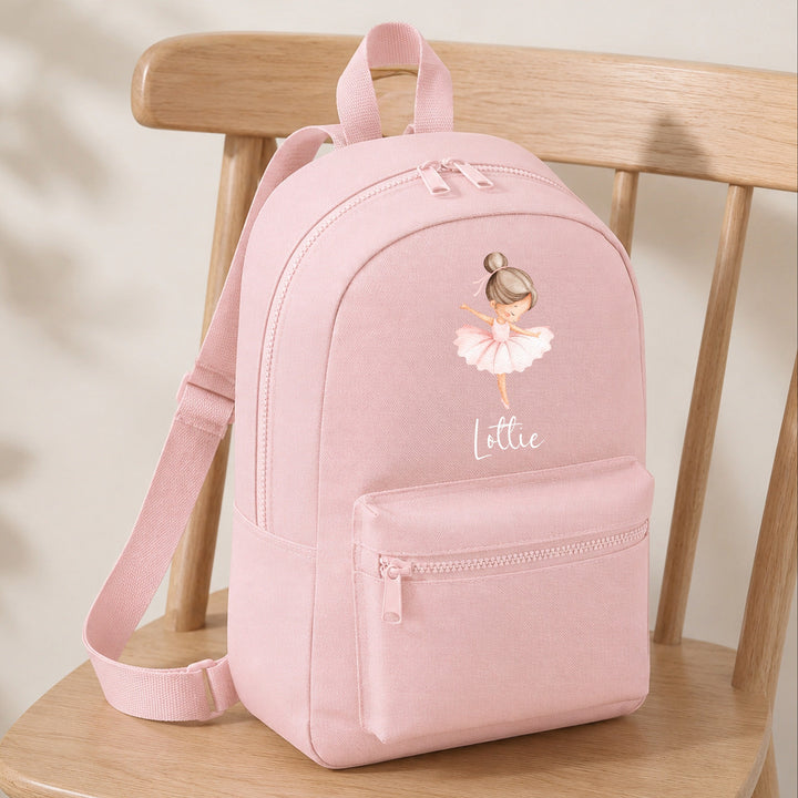 Personalised Pink Ballerina Toddler Backpack