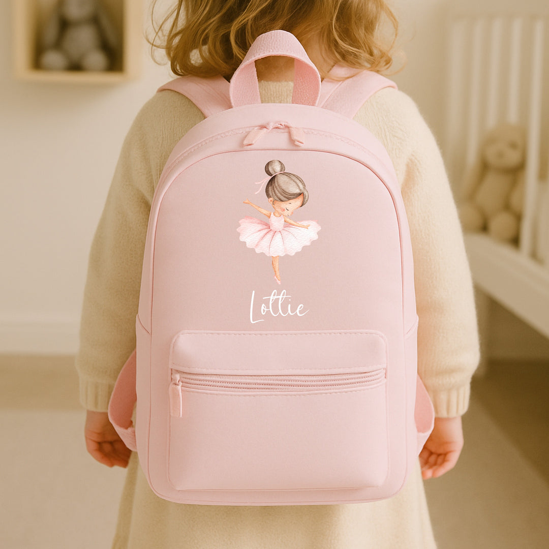 Personalised Pink Ballerina Toddler Backpack