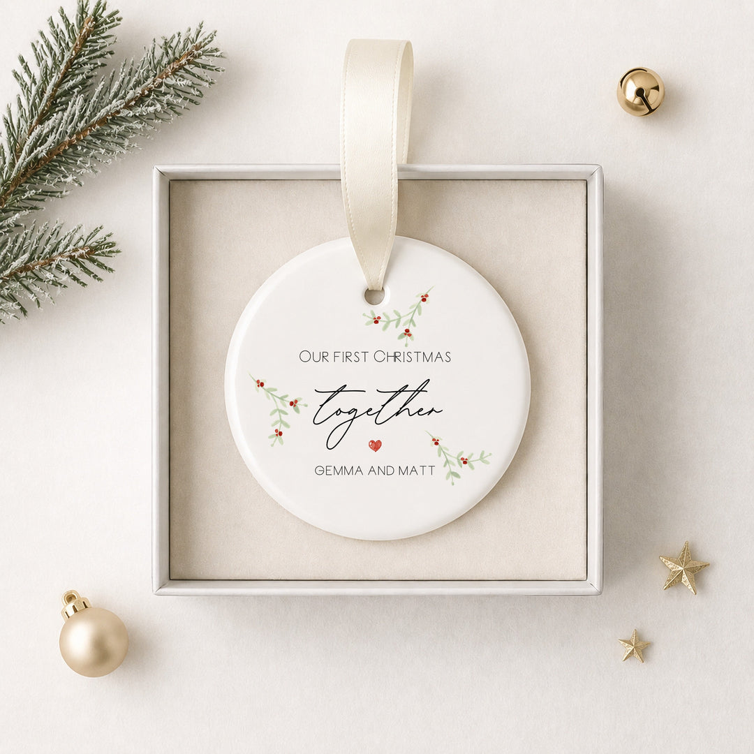 Personalised Our First Christmas Together Ceramic Christmas Bauble