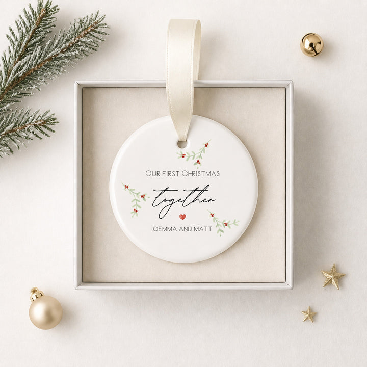 Personalised Our First Christmas Together Ceramic Christmas Bauble