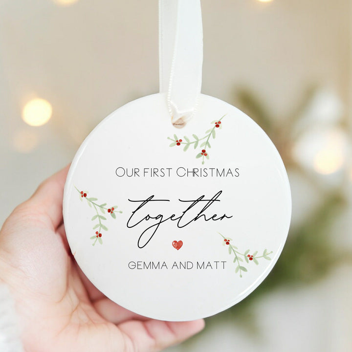 Personalised Our First Christmas Together Ceramic Christmas Bauble