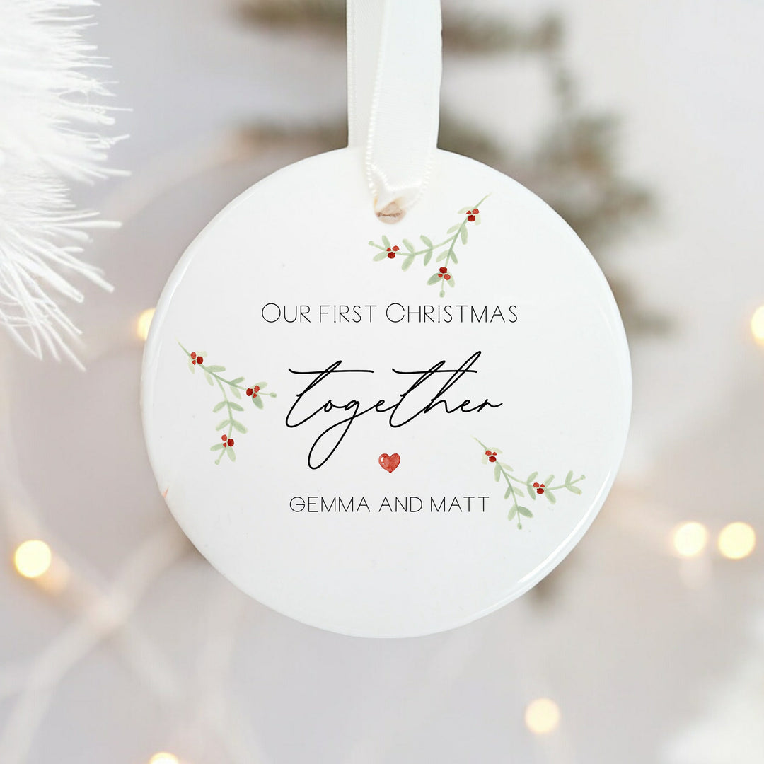 Personalised Our First Christmas Together Ceramic Christmas Bauble