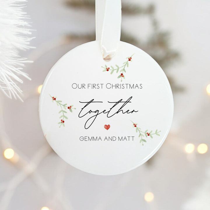 Personalised Our First Christmas Together Ceramic Christmas Bauble