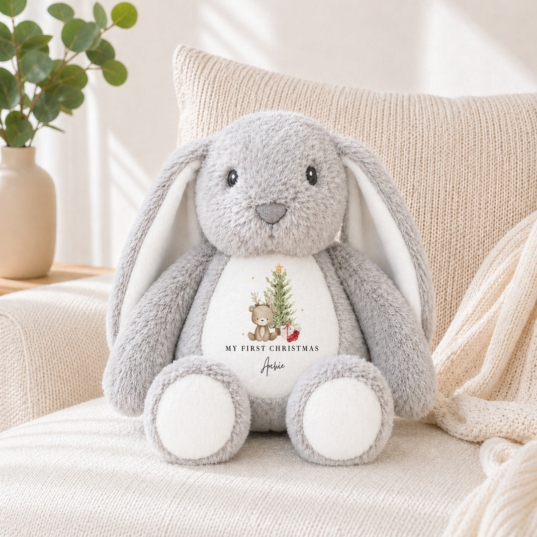 Personalised Bear Reindeer Tree Merry Christmas Soft Toy