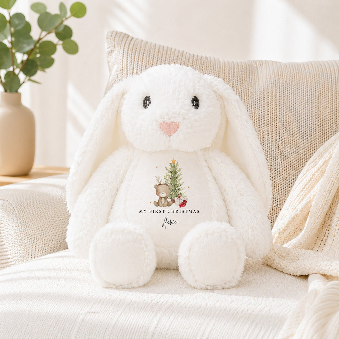 Personalised Bear Reindeer Tree Merry Christmas Soft Toy