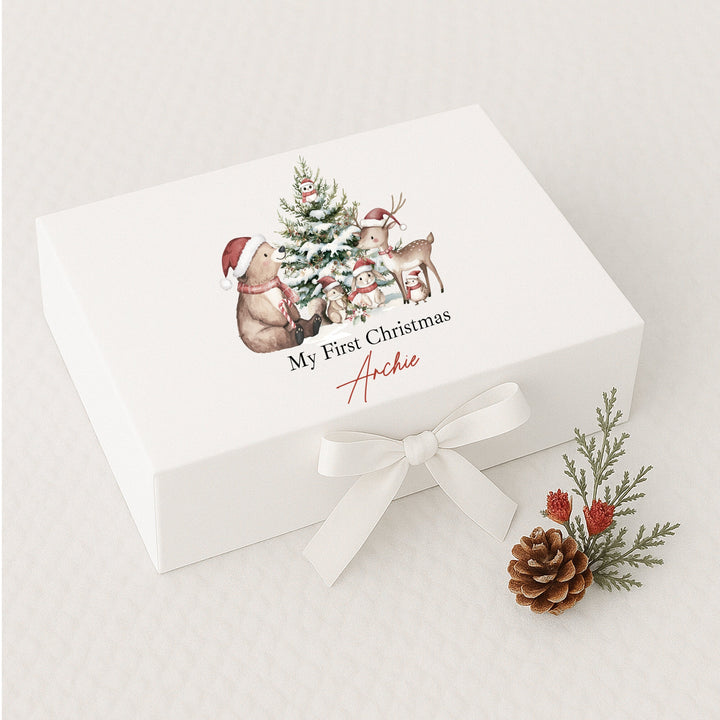 Personalised Woodlands Bear My First Christmas Eve Box