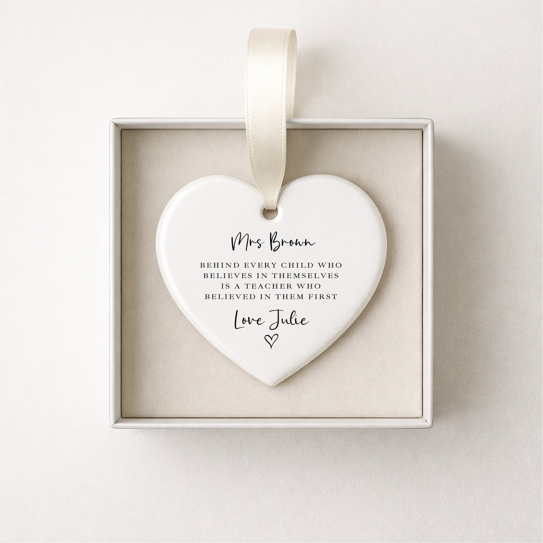 Personalised Poem Heart Ornament Teacher Gift