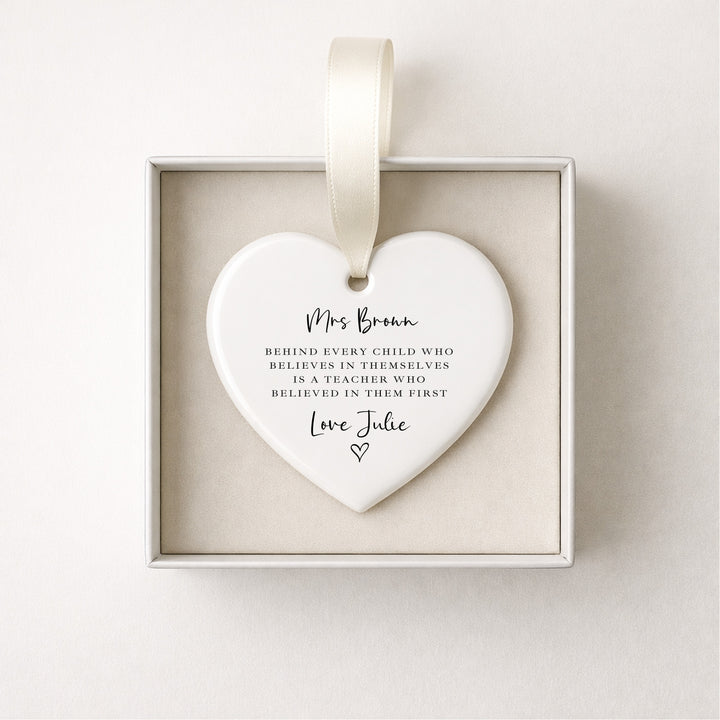 Personalised Poem Heart Ornament Teacher Gift