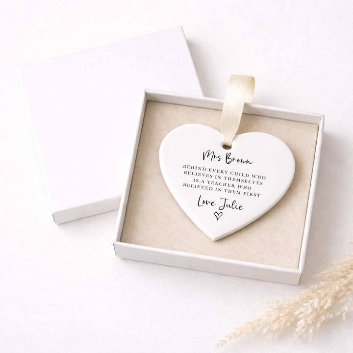 Personalised Poem Heart Ornament Teacher Gift