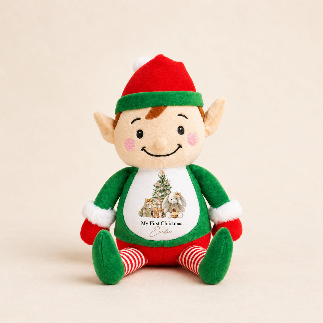 Personalised Beige Bunny Merry Christmas Soft Toy