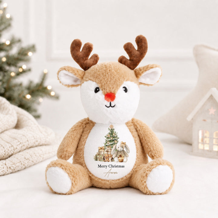 Personalised Beige Bunny Merry Christmas Soft Toy