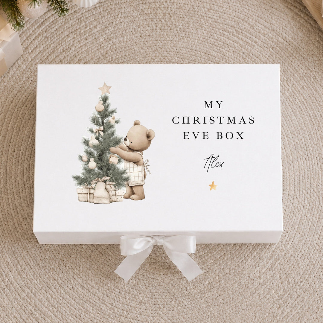 Personalised Beige Bear Tree My First Christmas Eve Box