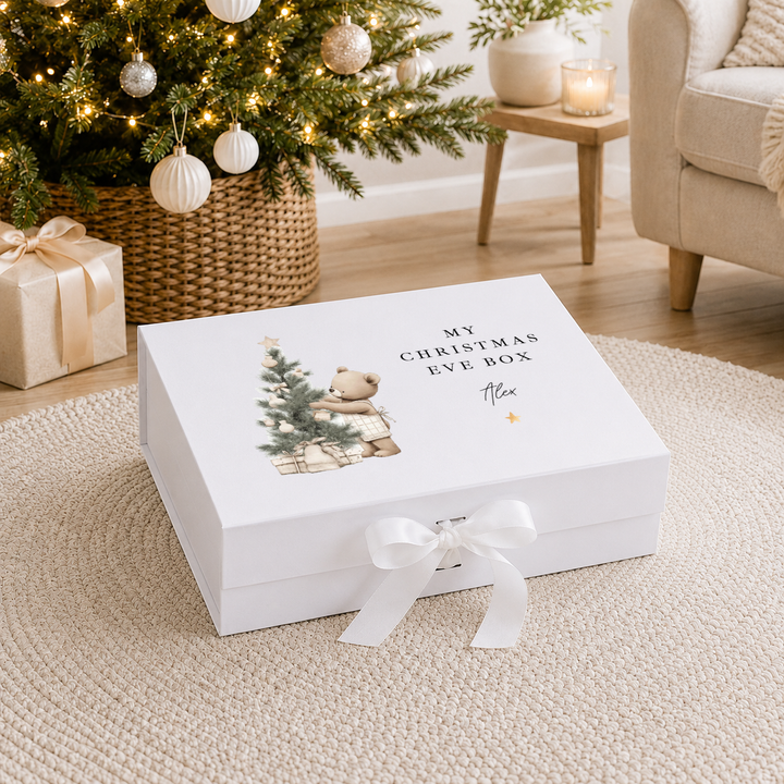 Personalised Beige Bear Tree My First Christmas Eve Box