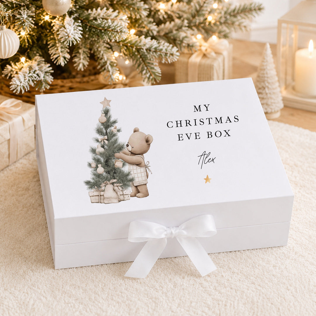 Personalised Beige Bear Tree My First Christmas Eve Box