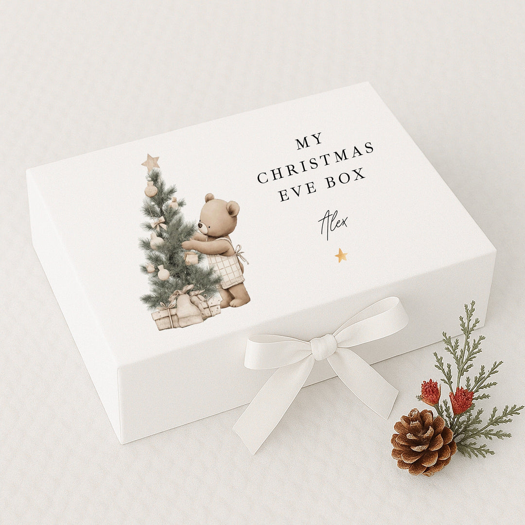 Personalised Beige Bear Tree My First Christmas Eve Box