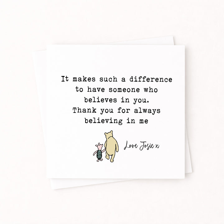 Personalised Pooh Bear Thank You Poem Teacher Card