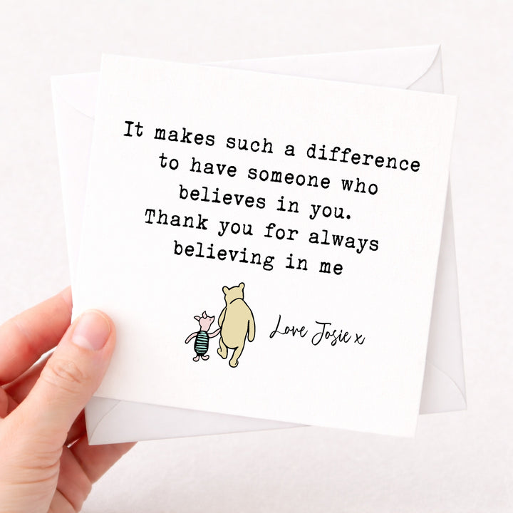Personalised Pooh Bear Thank You Poem Teacher Card