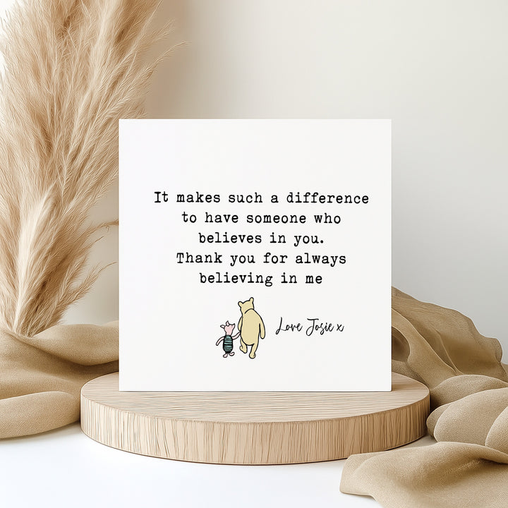 Personalised Pooh Bear Thank You Poem Teacher Card