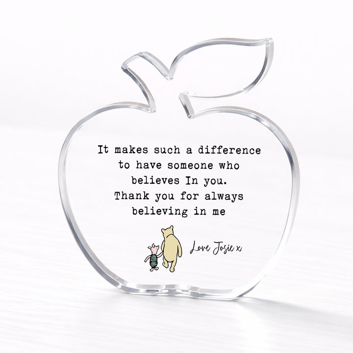Personalised Acrylic Pooh Bear Poem Thank You Teacher Gift