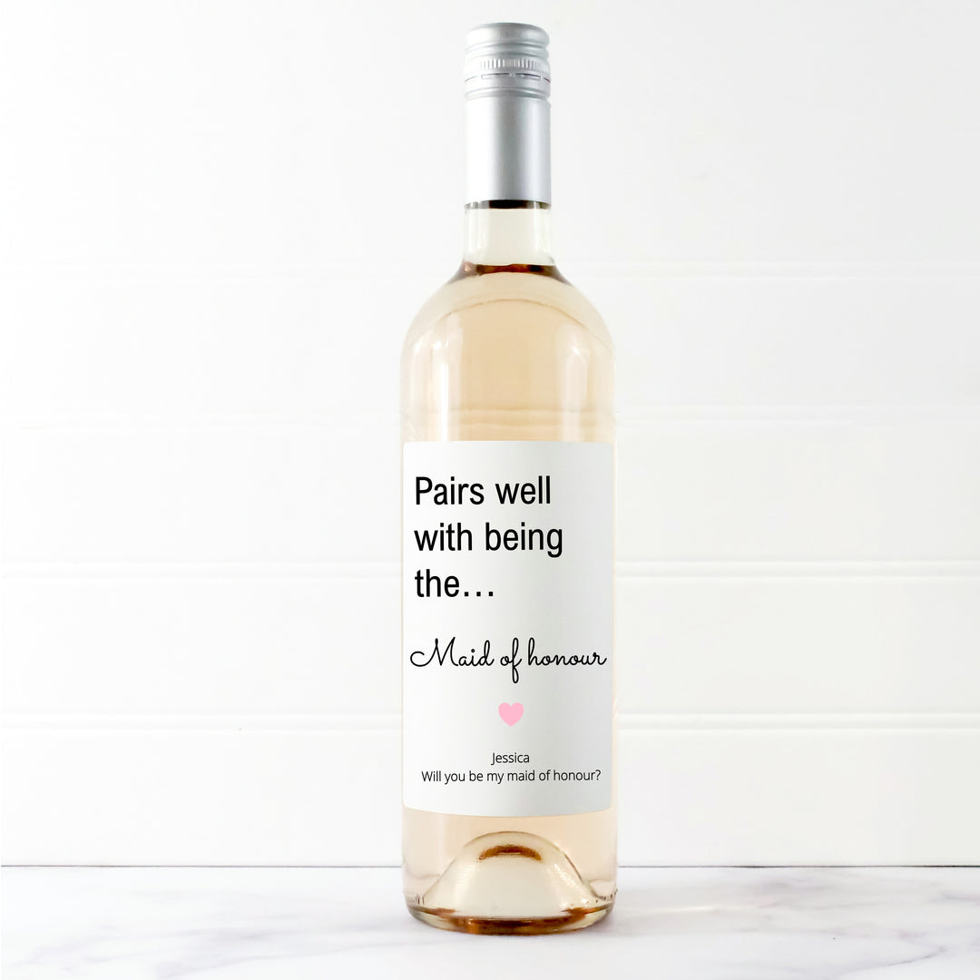 Personalised Will You Be My Maid Of Honour Proposal Wine Bottle Sticker