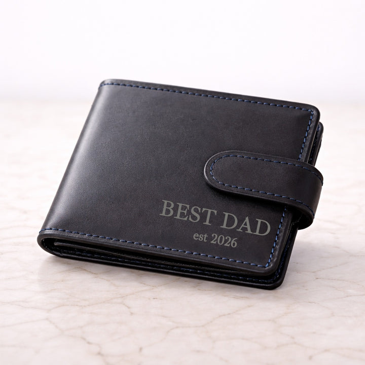Engraved Best Dad Leather Wallet