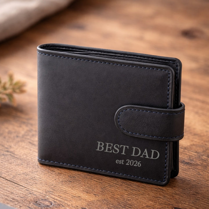Engraved Best Dad Leather Wallet