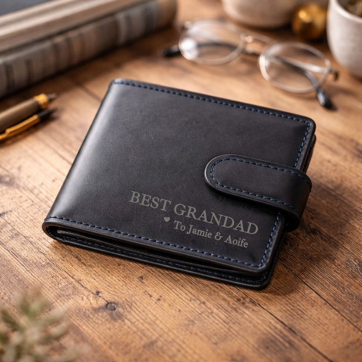 Engraved Best Grandad Leather Wallet