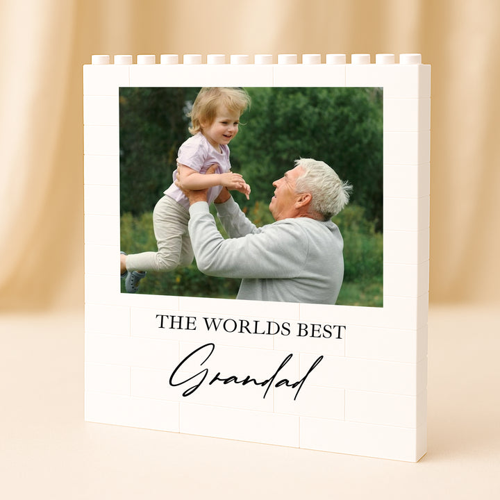 Personalised Grandad &amp; Child Photo Building Blocks