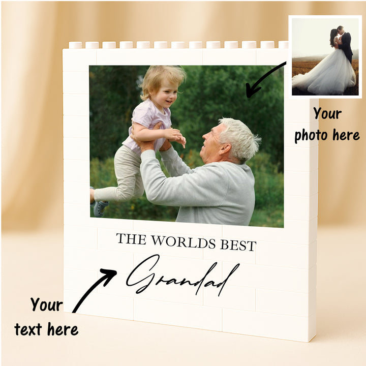 Personalised Grandad &amp; Child Photo Building Blocks