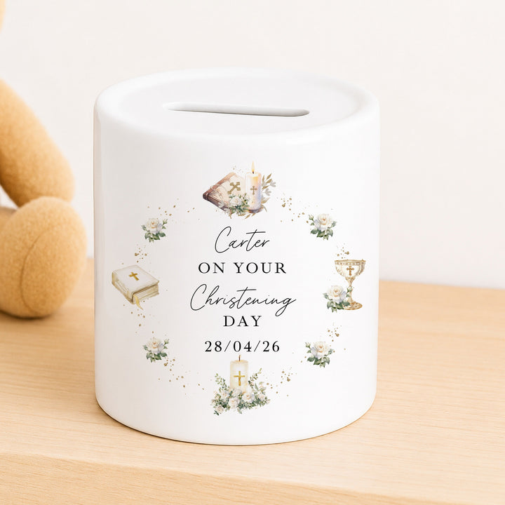 Personalised Money Box On Your Christening Day Gift