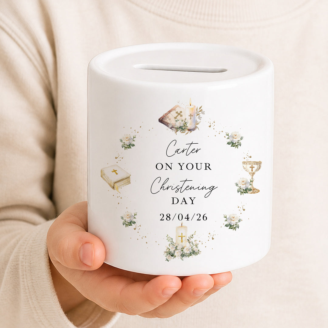 Personalised Money Box On Your Christening Day Gift