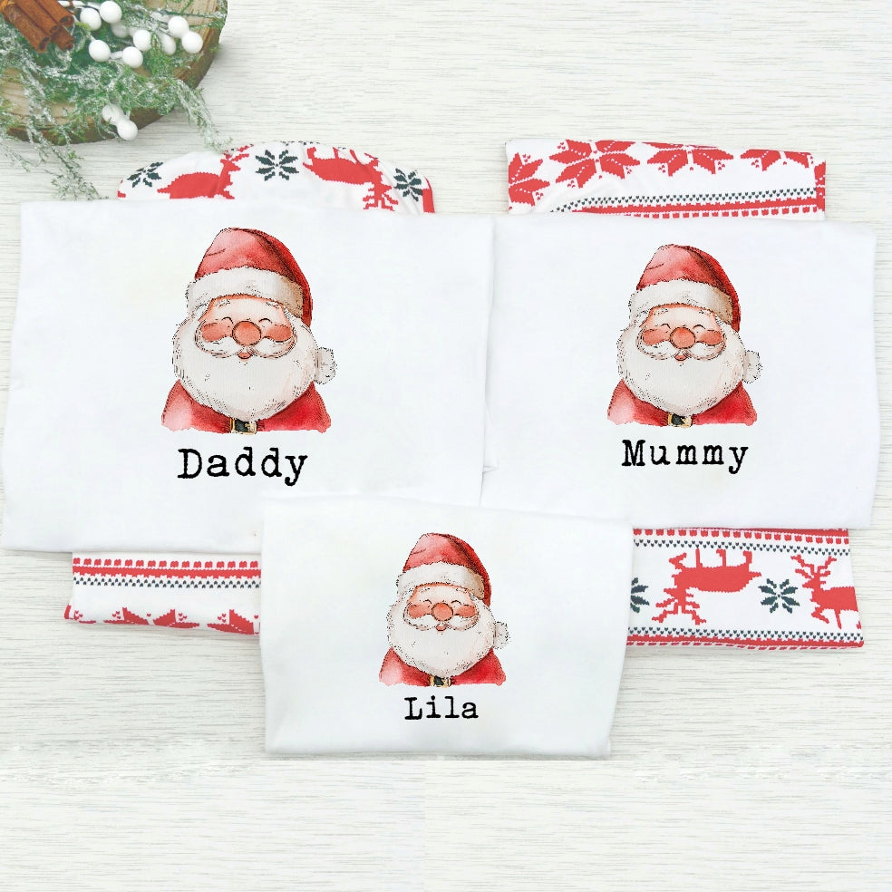 Personalised Santa Head Family Matching Reindeer Christmas Pyjamas