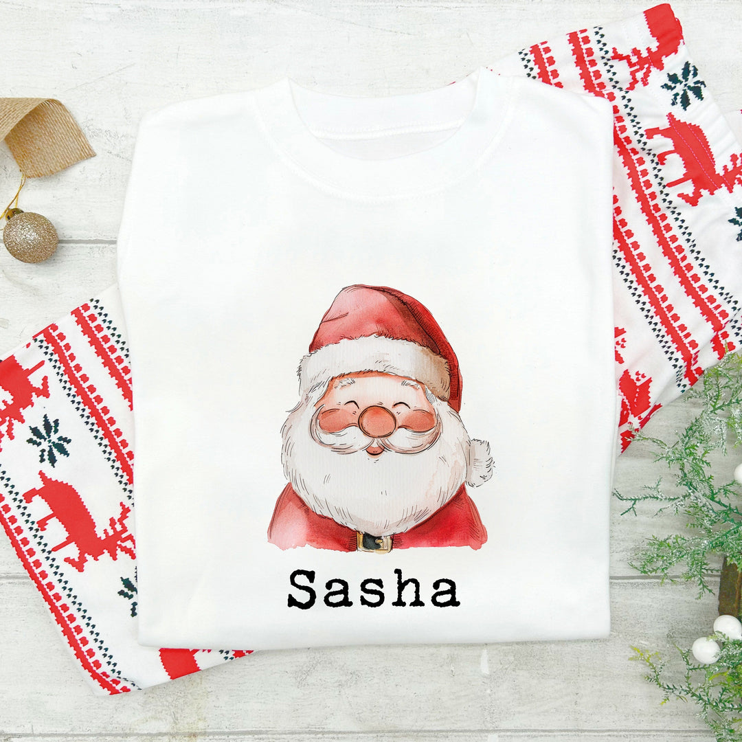 Personalised Santa Head Family Matching Reindeer Christmas Pyjamas