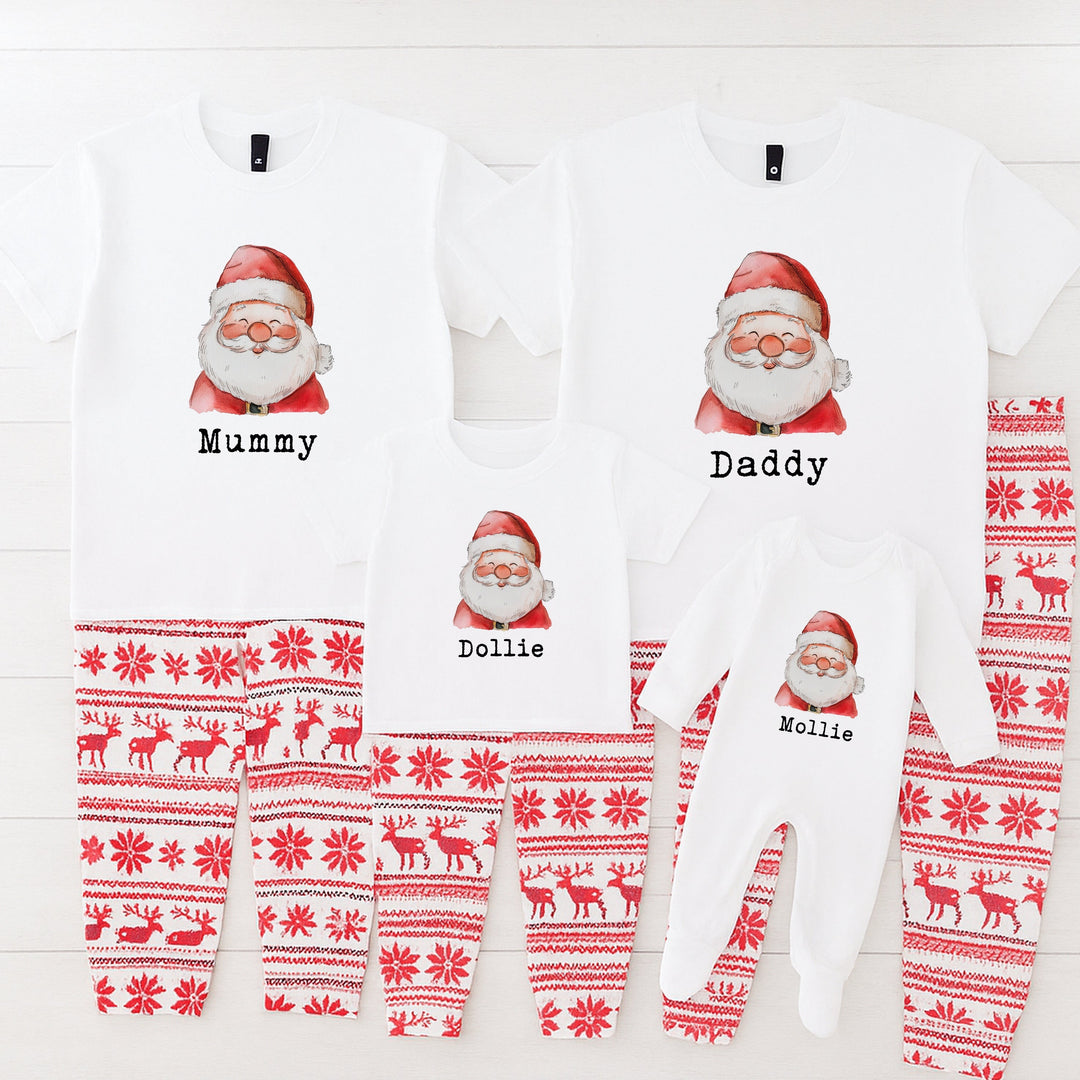 Personalised Santa Head Family Matching Reindeer Christmas Pyjamas