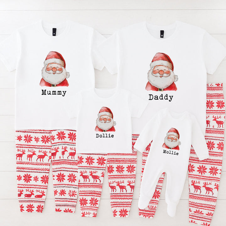 Personalised Santa Head Family Matching Reindeer Christmas Pyjamas
