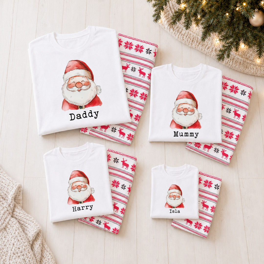 Personalised Santa Head Family Matching Reindeer Christmas Pyjamas